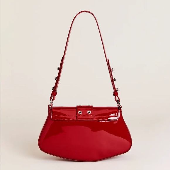 Reformation Rafaella Red Patent Leather Buckle Shoulder Bag NWT - Picture 4 of 5
